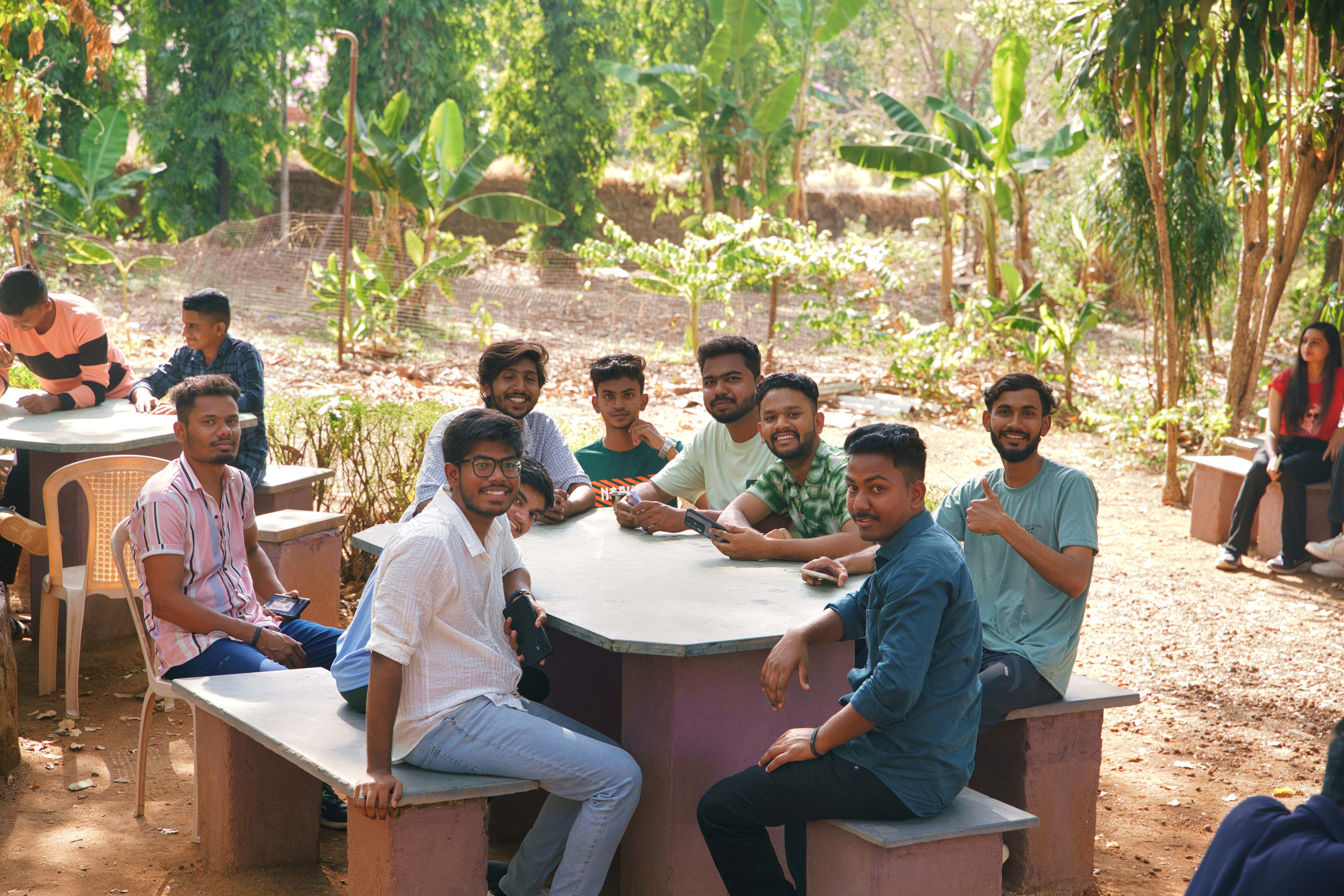 Young people in small group discussion